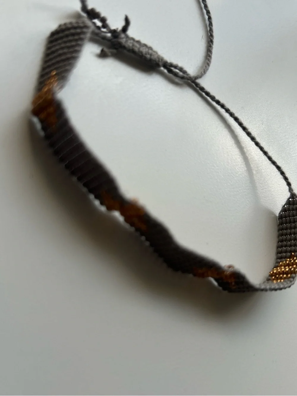 Handmade Gray and Gold Beaded  Bracelet